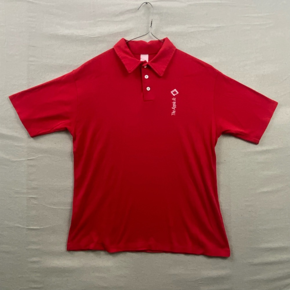 Vintage 80s Apple Polo Shirt Mens XL Red Short Sleeve Embroidered Tech Logo LLC